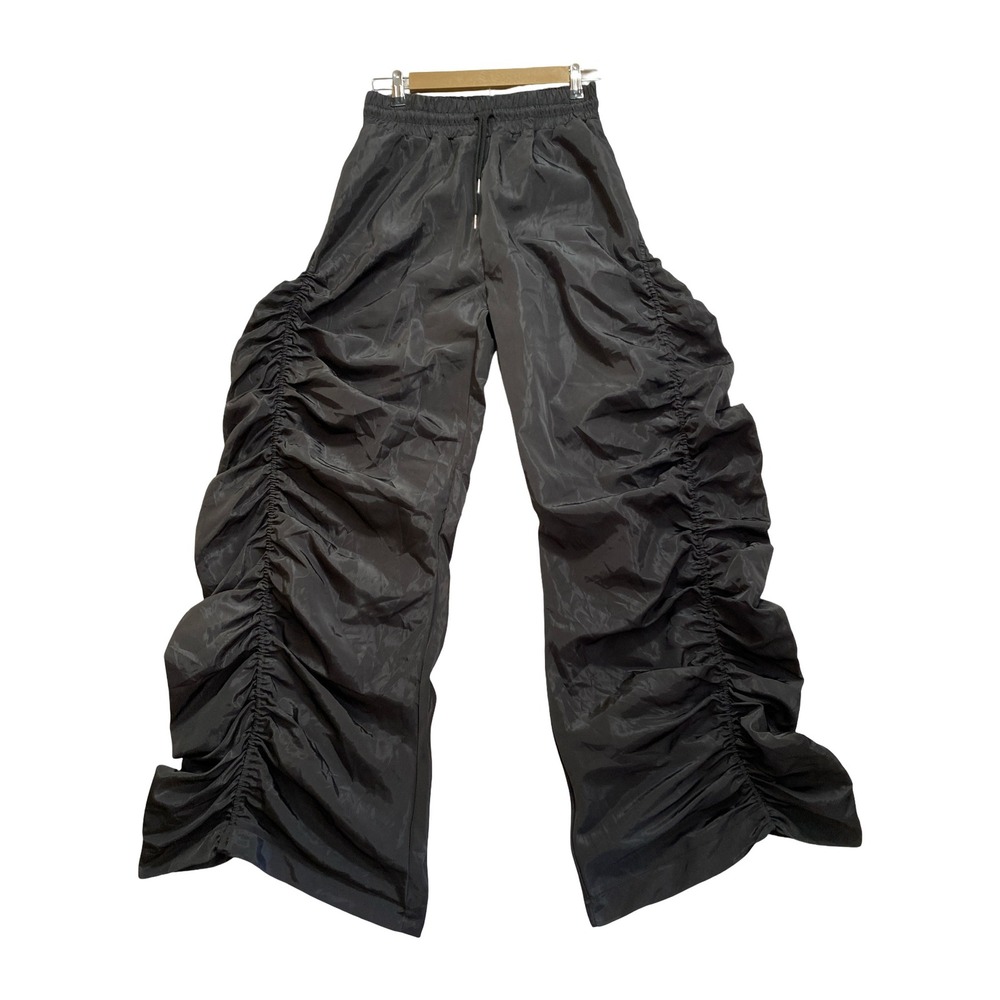 MICAS NWT Black Parachute Pants L Baggy Wide Leg Y2K Elastic Waist Streetwear